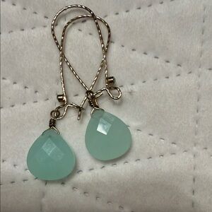 Elegant Gold and Mint Drop Earrings